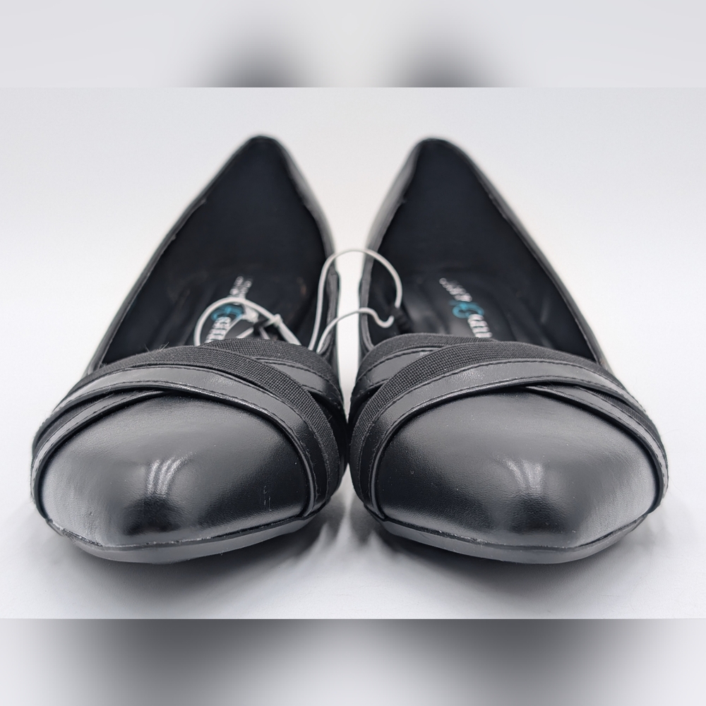 NWT Andrew Geller Olena 8.5W Block Heel Black Criss-Cross Vamp Cushioned Sole - Picture 13 of 17